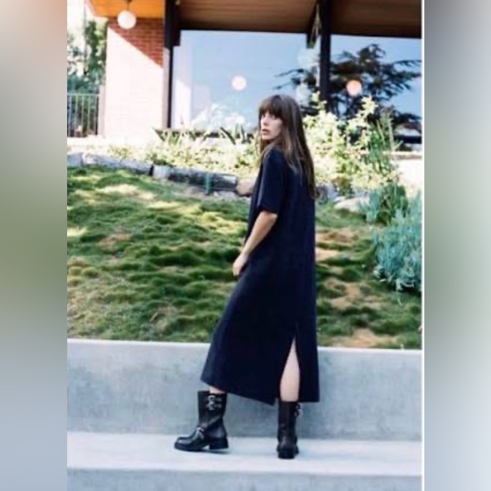 Zara Black interlock mock neck Midi Dress size L - Picture 2 of 8